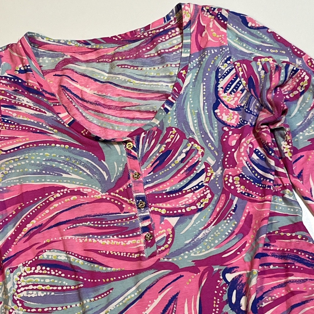 Lilly Pulitzer Sorella Henley Magenta Oh My Guava Sz S Multicolor Classic Shirt